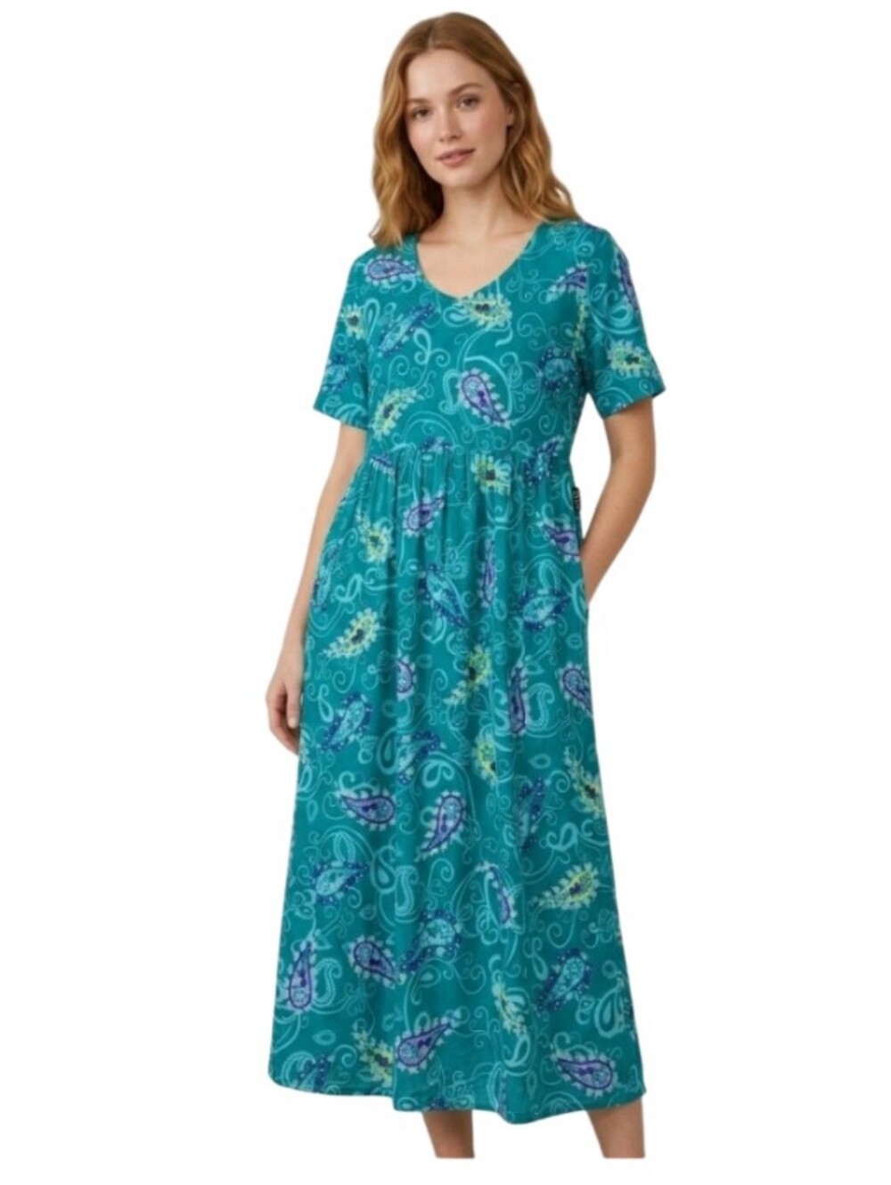 Diane Von Furstenberg Size M/L Paisley Short-Sleeve Maxi Dress NWT